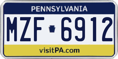 PA license plate MZF6912