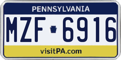 PA license plate MZF6916