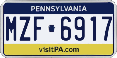 PA license plate MZF6917