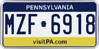 PA license plate MZF6918