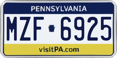 PA license plate MZF6925