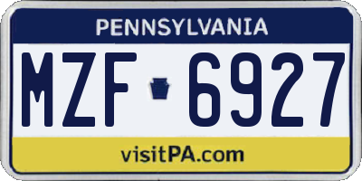 PA license plate MZF6927