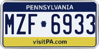 PA license plate MZF6933