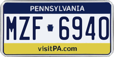 PA license plate MZF6940