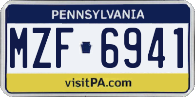 PA license plate MZF6941