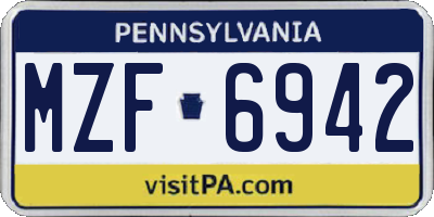 PA license plate MZF6942