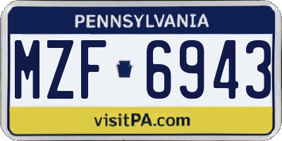 PA license plate MZF6943