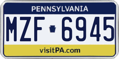 PA license plate MZF6945