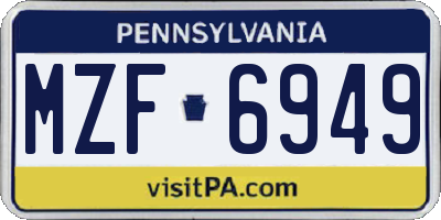 PA license plate MZF6949
