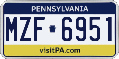 PA license plate MZF6951