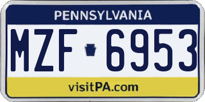 PA license plate MZF6953