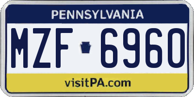 PA license plate MZF6960