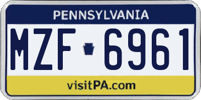 PA license plate MZF6961