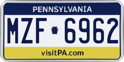 PA license plate MZF6962