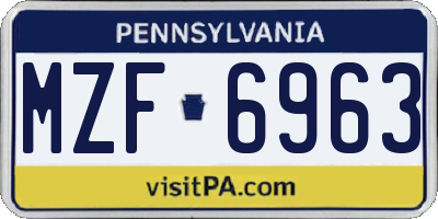 PA license plate MZF6963
