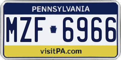 PA license plate MZF6966