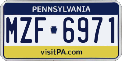 PA license plate MZF6971
