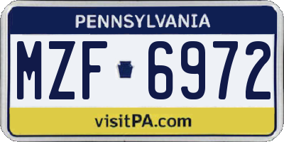 PA license plate MZF6972