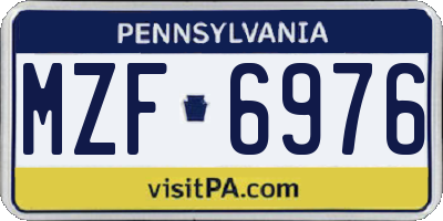 PA license plate MZF6976
