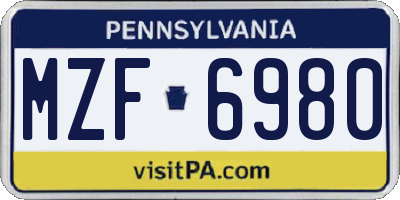 PA license plate MZF6980