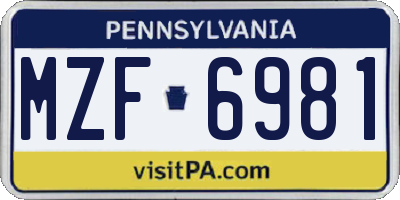 PA license plate MZF6981