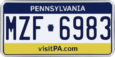 PA license plate MZF6983