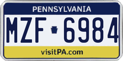 PA license plate MZF6984