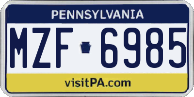 PA license plate MZF6985