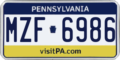 PA license plate MZF6986