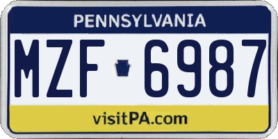 PA license plate MZF6987