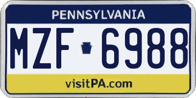 PA license plate MZF6988