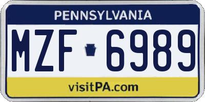 PA license plate MZF6989
