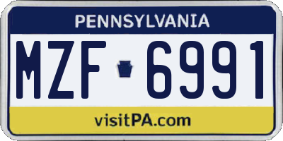 PA license plate MZF6991