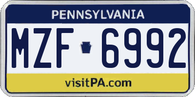 PA license plate MZF6992