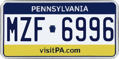 PA license plate MZF6996