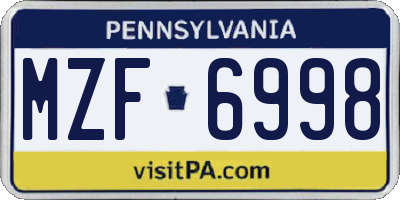 PA license plate MZF6998