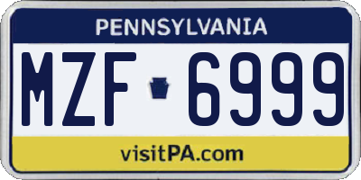 PA license plate MZF6999