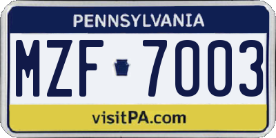 PA license plate MZF7003
