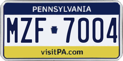 PA license plate MZF7004