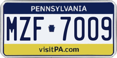 PA license plate MZF7009