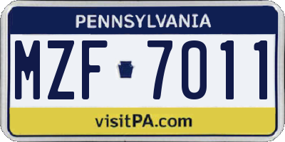 PA license plate MZF7011
