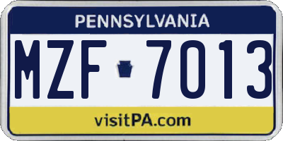 PA license plate MZF7013