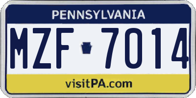 PA license plate MZF7014