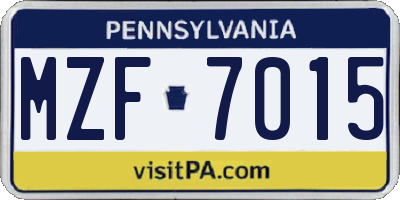 PA license plate MZF7015