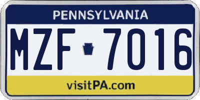 PA license plate MZF7016