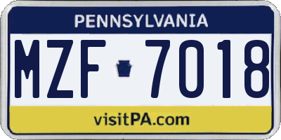 PA license plate MZF7018
