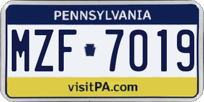 PA license plate MZF7019