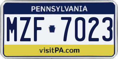 PA license plate MZF7023