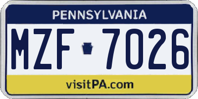 PA license plate MZF7026