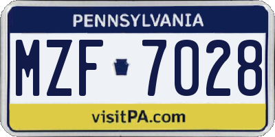 PA license plate MZF7028